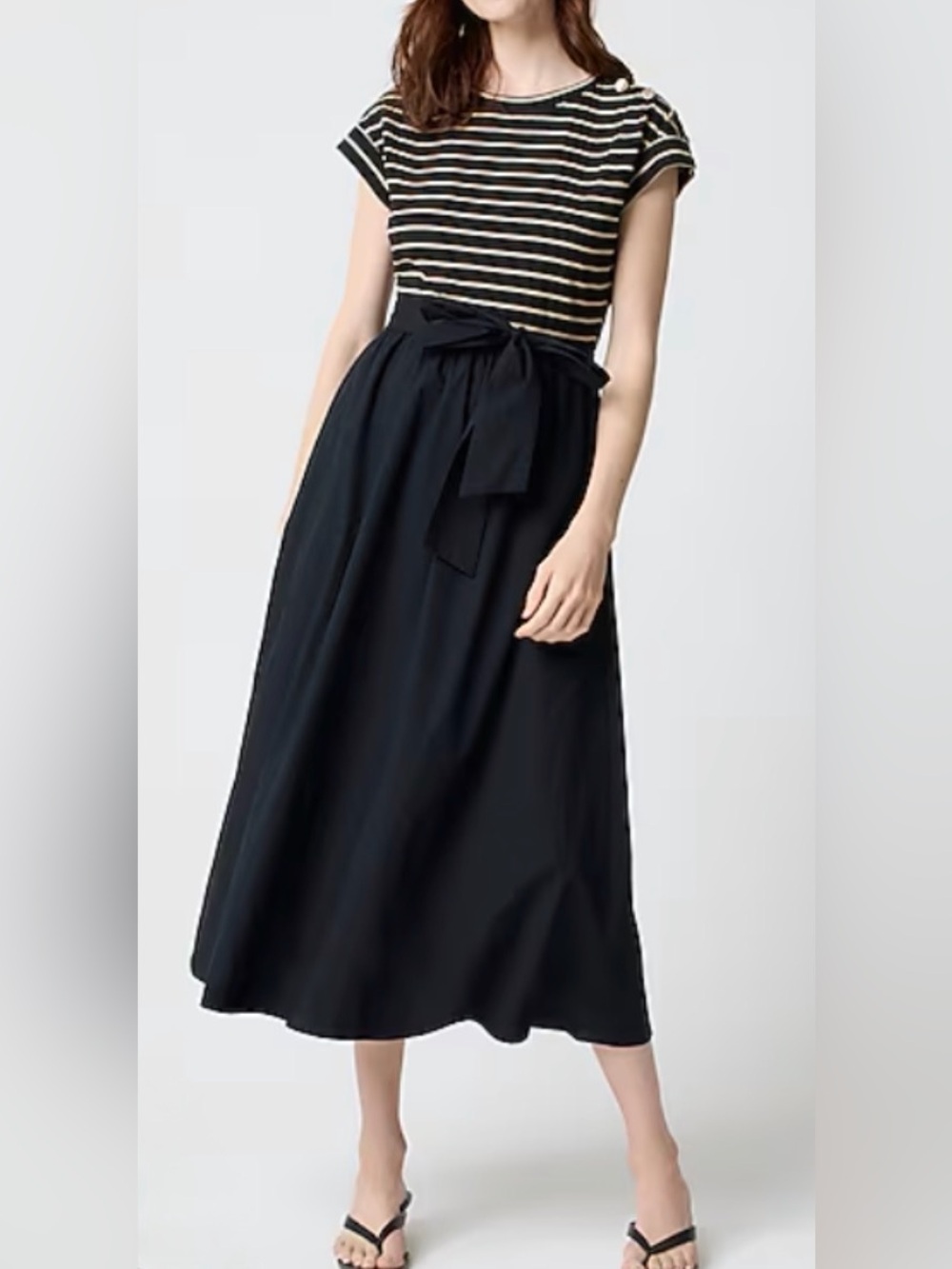 J.Crew Factory Button-shoulder tie-waist knit mixy dress.XS. NWT.